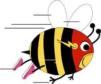 A cartoon bee flying with a pair of sneakers in Toronto