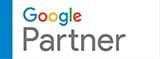 Google partner logo on a blue background featuring an online marketing company from Toronto